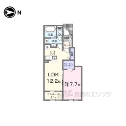 ヒカルサ仰木の里Ⅰ(1LDK/1階)の間取り写真