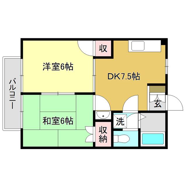 アプローズじんA(2DK/2階)の間取り写真