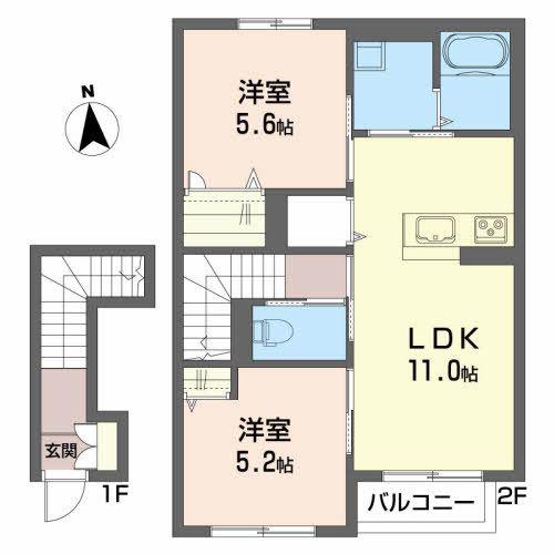 シャーメゾンAYA(2LDK/1階)の間取り写真