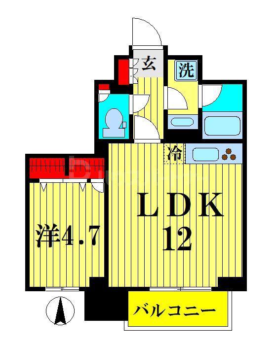 L・BASE押上ノース(1LDK/3階)の間取り写真