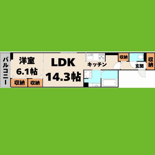 CIEL太閤通(1LDK/1階)の間取り写真