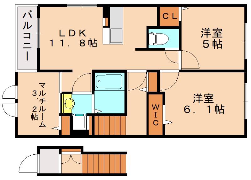 ウェルシュガーデンI(3LDK/2階)の間取り写真