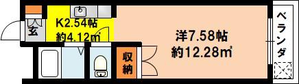 クリーンハイツ弓立II(1K/4階)の間取り写真