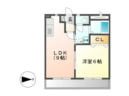GRAND TIER(1LDK/2階)の間取り写真