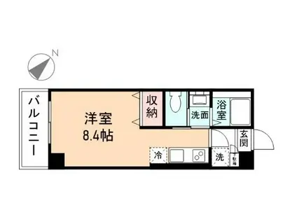 クロスシーズン愛宕(ワンルーム/3階)の間取り写真