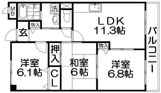 プリマべーラ(3LDK/2階)の間取り写真