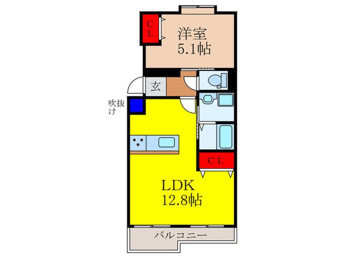 キャピタルハウス1ST(1LDK/1階)の間取り写真