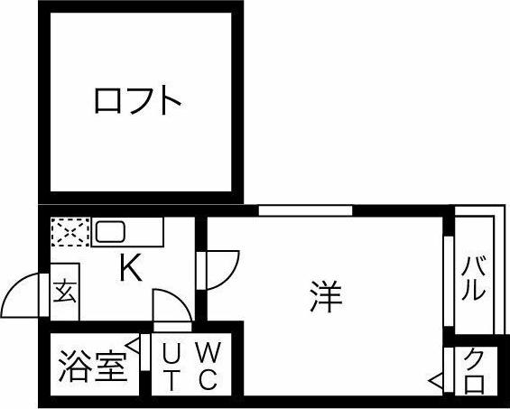 ルーエ 2番館(1K/1階)の間取り写真