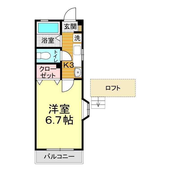 サンレジデンスM1(1K/2階)の間取り写真