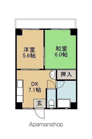 クラージュTWO(2DK/3階)の間取り写真