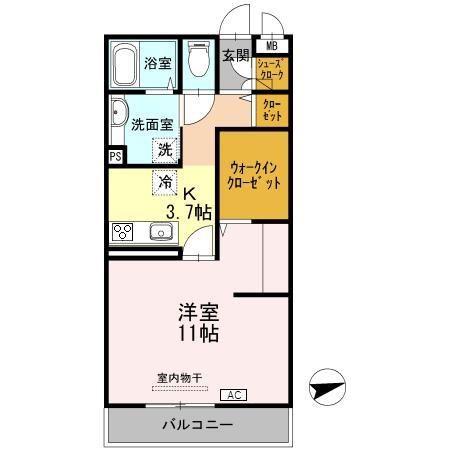 SKY・PALACE(1K/2階)の間取り写真