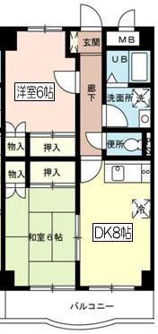 キャトルセゾン(2DK/1階)の間取り写真