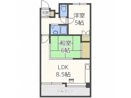 ソア198(2DK/4階)の間取り写真