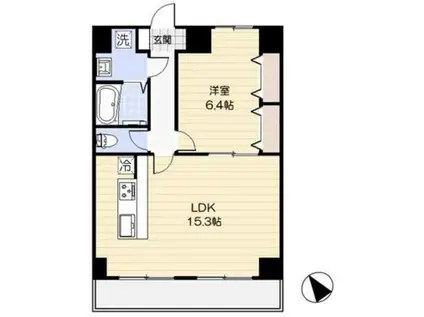 ブランドール壱番館(1LDK/7階)の間取り写真