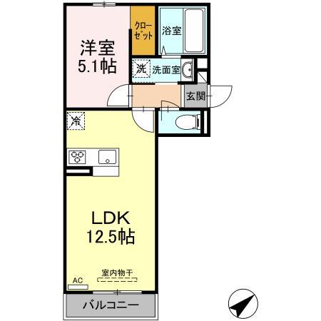 セジュール横代(1LDK/2階)の間取り写真