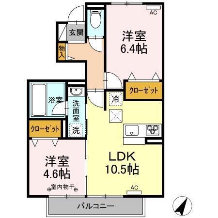 ヴェール II(2LDK/1階)の間取り写真