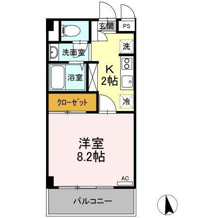 マンションけやき(1K/1階)の間取り写真