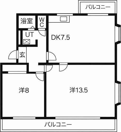 ファミール豊明(2LDK/1階)の間取り写真