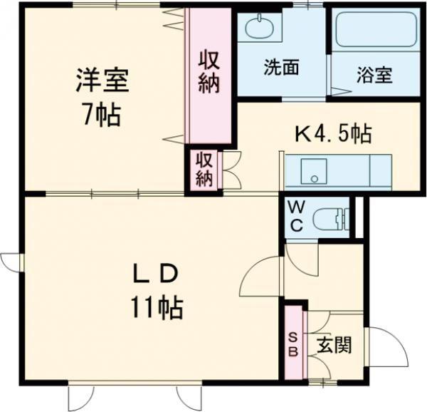 グランビュー本町(1LDK/1階)の間取り写真