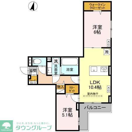 D-ROOM南越谷(2LDK/2階)の間取り写真
