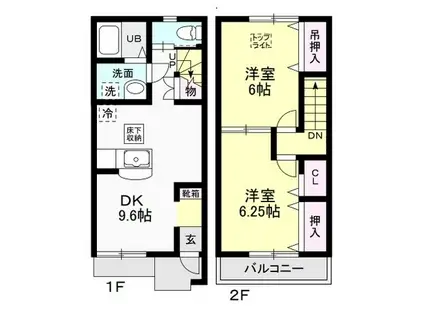 CIELO B(2DK/1階)の間取り写真