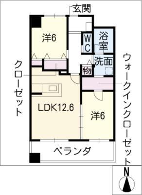 シャルマン ドミール(2LDK/3階)の間取り写真