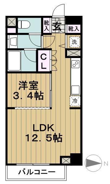 プライムアーバン長原上池台(1LDK/3階)の間取り写真