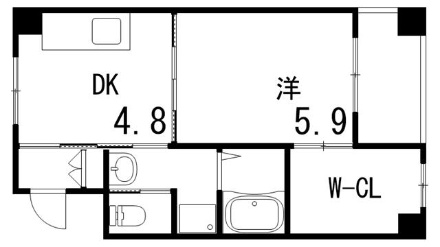 グランベール六甲(1SDK/2階)の間取り写真