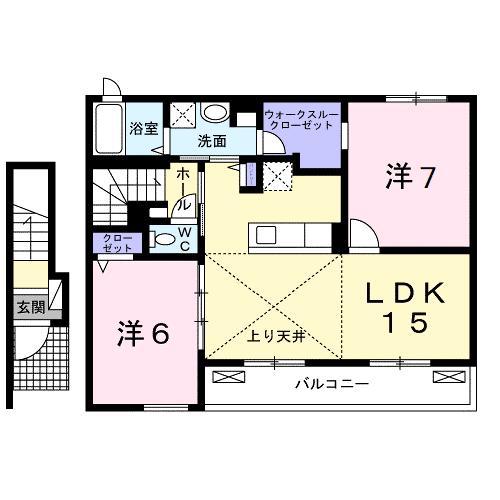 ＪＲ武蔵野線 市川大野駅 徒歩21分 2階建 築5年(2LDK/2階)の間取り写真