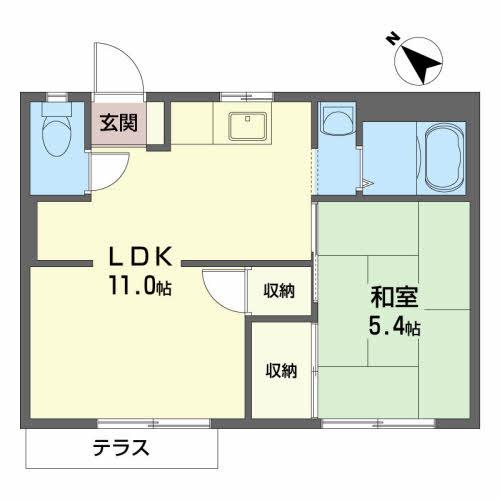 グリーンシャトル柳沼(1LDK/1階)の間取り写真