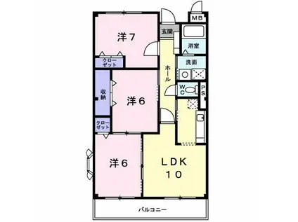 パークウインド(3LDK/2階)の間取り写真