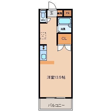 荒木ハイツ(ワンルーム/4階)の間取り写真