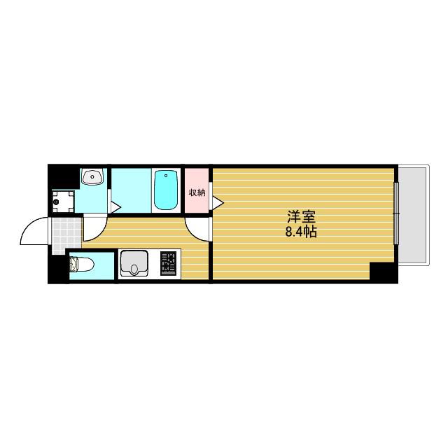 ヒルズ小松(1K/6階)の間取り写真