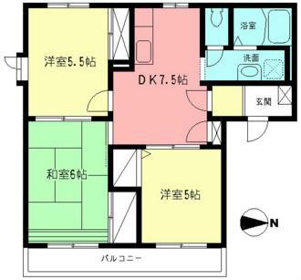 サニータカノ(3DK/2階)の間取り写真