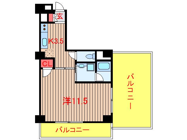プランドールSI(1K/4階)の間取り写真