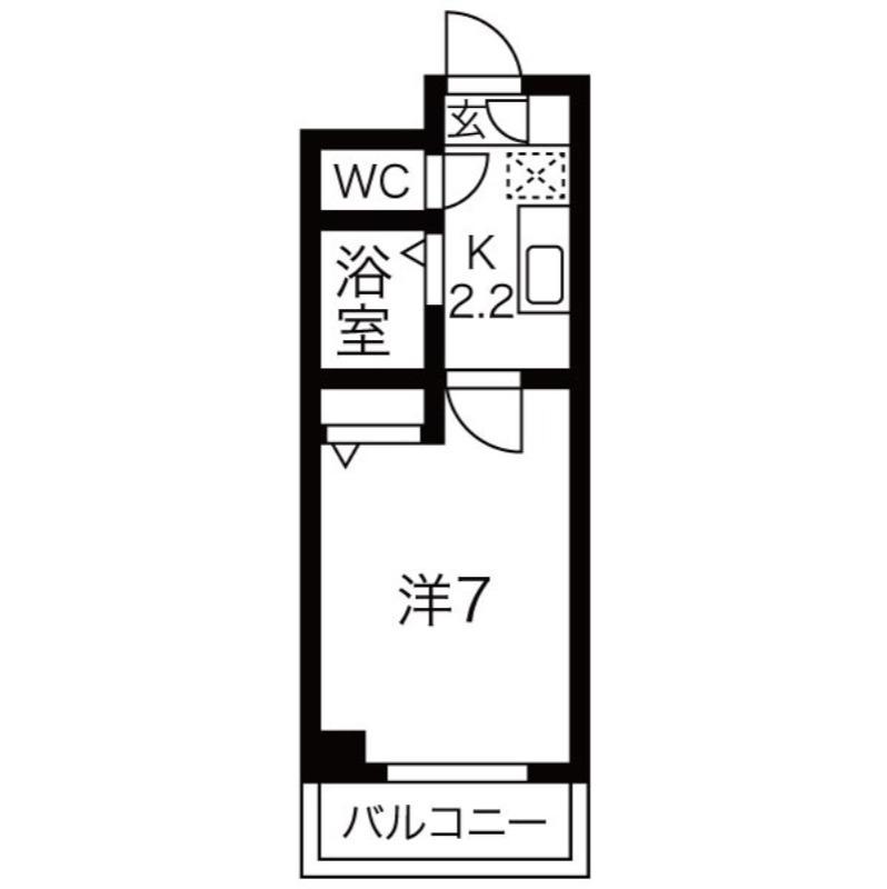 CASSIA浦安(1K/2階)の間取り写真