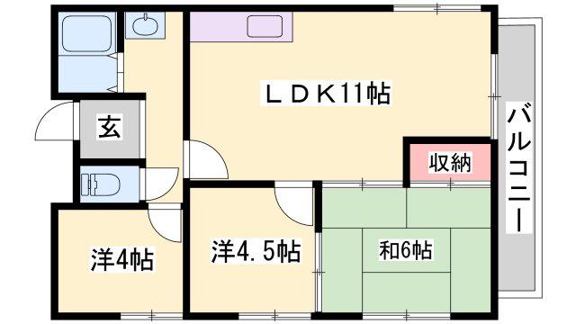 エステート土山(3LDK/3階)の間取り写真
