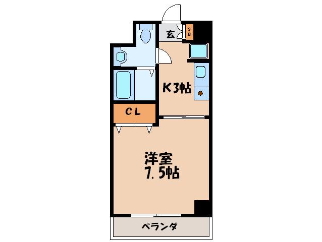 プリエール(1K/4階)の間取り写真
