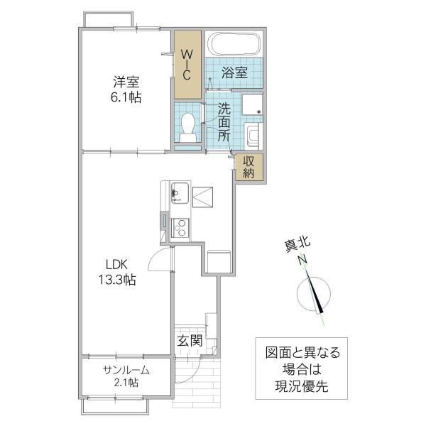 モノテラス(1LDK/1階)の間取り写真
