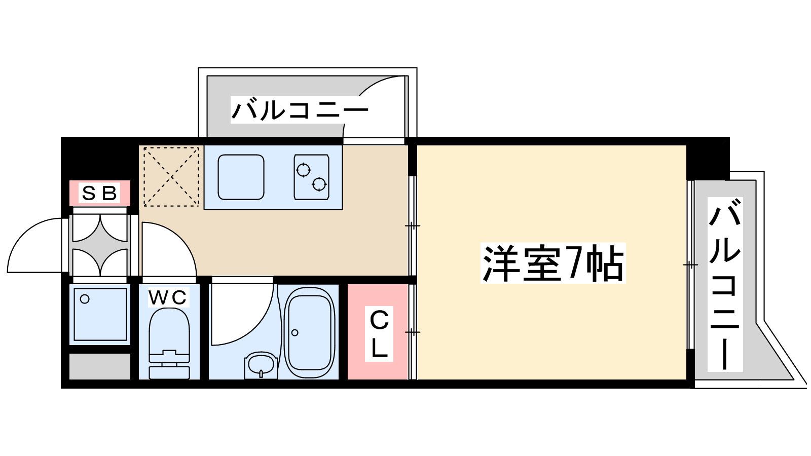 FIVE TWO(1K/4階)の間取り写真
