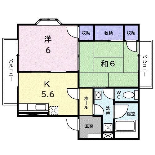 グランポルテ 木の宮I(2K/1階)の間取り写真