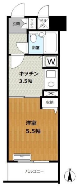 ライオンズプラザ川崎第2(1K/3階)の間取り写真