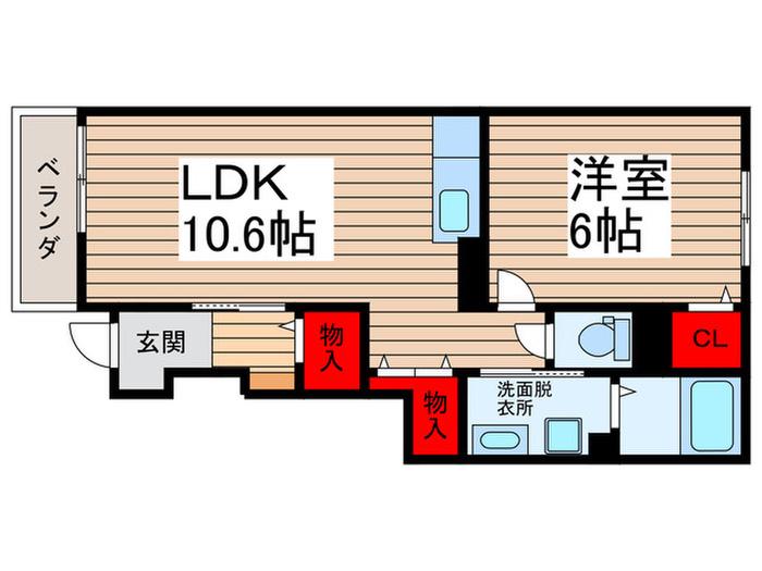 マリージョアII(1LDK/1階)の間取り写真