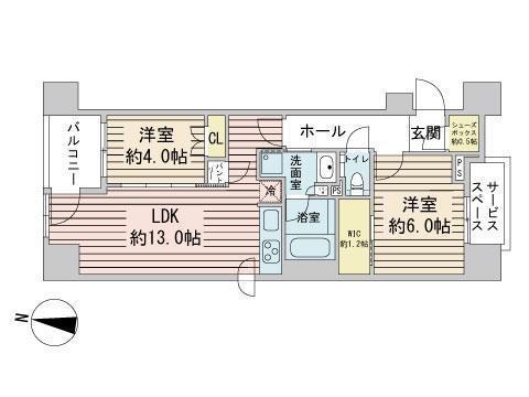パークリュクス札幌大通公園(2LDK/9階)の間取り写真