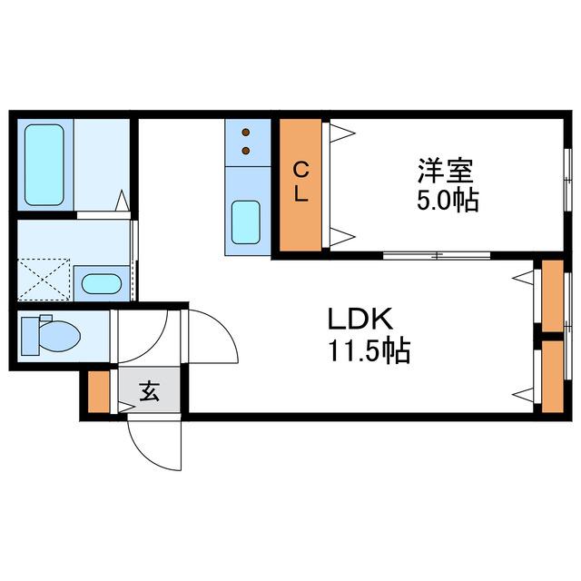 グランメール北11条(1LDK/3階)の間取り写真