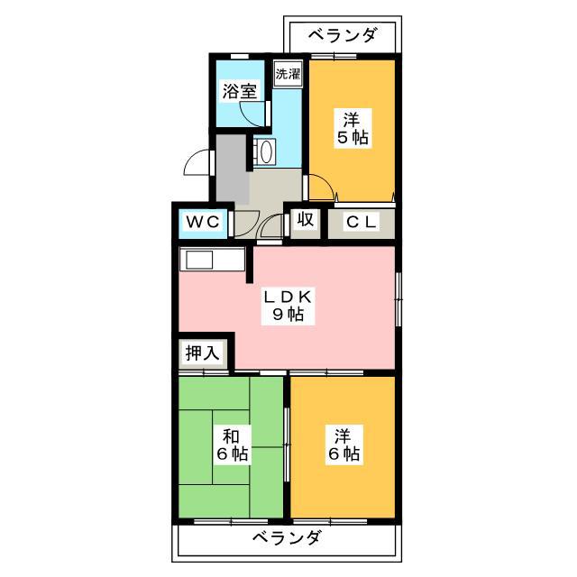 マンションピノII(3LDK/2階)の間取り写真