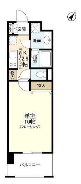 プロスペクト東雲橋(1K/2階)の間取り写真