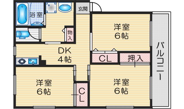 マンションエンジ(3DK/1階)の間取り写真