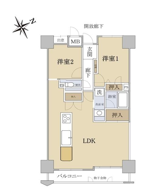 イトーピア河原町(2LDK/12階)の間取り写真