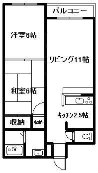 フロンティア高崎(2LDK/1階)の間取り写真